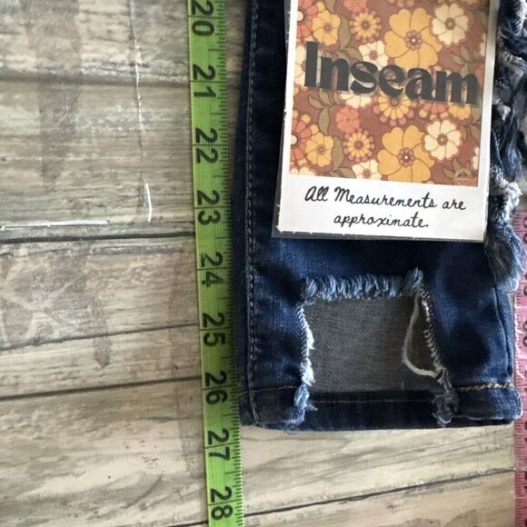 United We Stand Fringed Distressed Jeans Jr Womens Sz 15 USA Festival Boho Denim - Picture 12 of 14